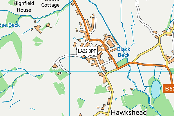 LA22 0PF map - OS VectorMap District (Ordnance Survey)