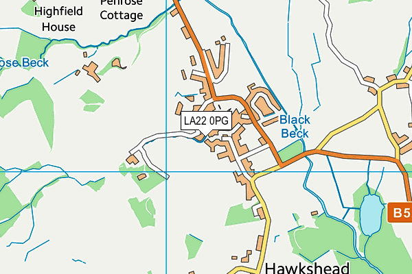 LA22 0PG map - OS VectorMap District (Ordnance Survey)