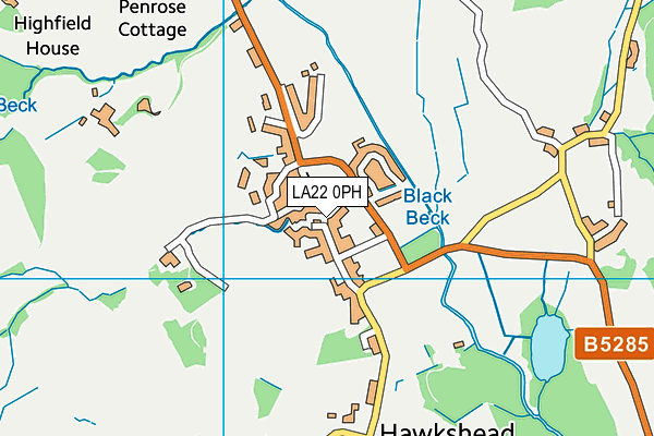 LA22 0PH map - OS VectorMap District (Ordnance Survey)