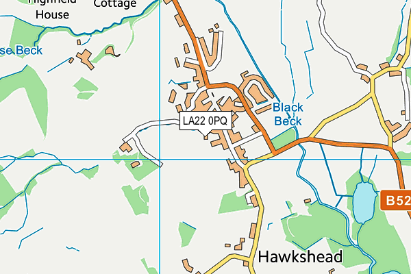 LA22 0PQ map - OS VectorMap District (Ordnance Survey)