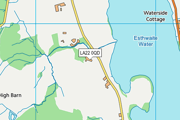 LA22 0QD map - OS VectorMap District (Ordnance Survey)