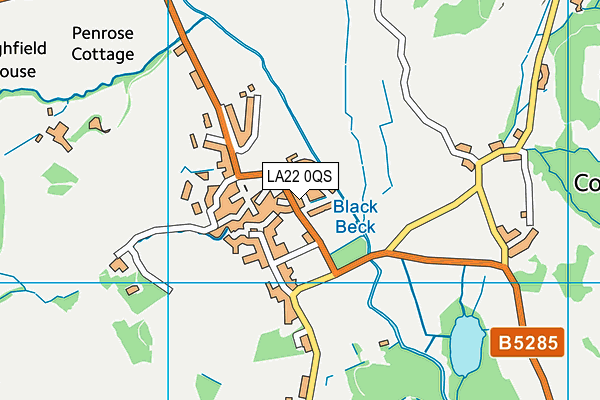 LA22 0QS map - OS VectorMap District (Ordnance Survey)