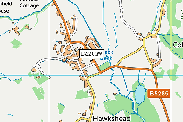 LA22 0QW map - OS VectorMap District (Ordnance Survey)