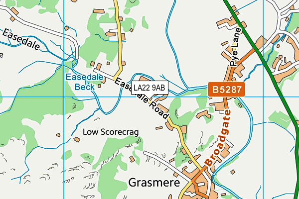 LA22 9AB map - OS VectorMap District (Ordnance Survey)