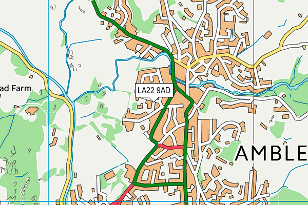 LA22 9AD map - OS VectorMap District (Ordnance Survey)