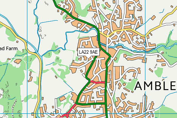 LA22 9AE map - OS VectorMap District (Ordnance Survey)
