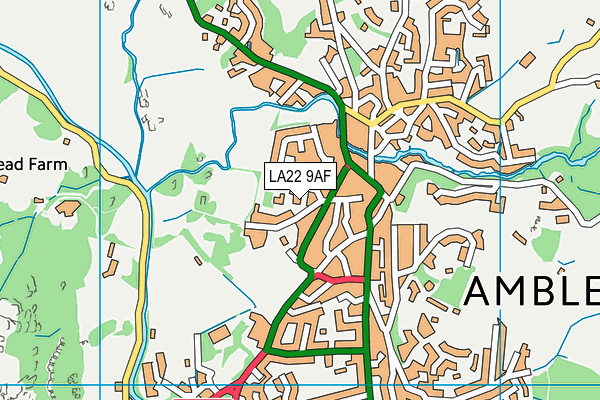 LA22 9AF map - OS VectorMap District (Ordnance Survey)