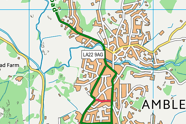 LA22 9AG map - OS VectorMap District (Ordnance Survey)