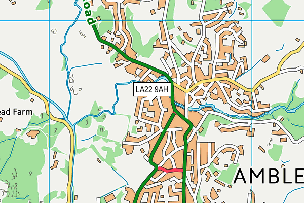 LA22 9AH map - OS VectorMap District (Ordnance Survey)