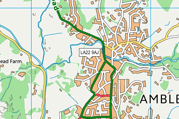 LA22 9AJ map - OS VectorMap District (Ordnance Survey)