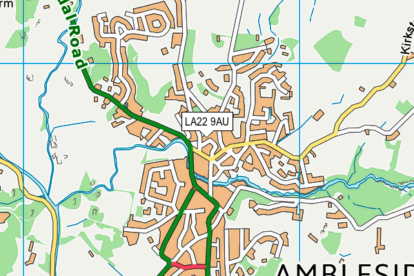 LA22 9AU map - OS VectorMap District (Ordnance Survey)
