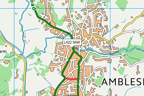 LA22 9AW map - OS VectorMap District (Ordnance Survey)