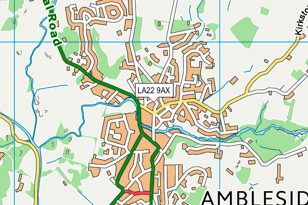 LA22 9AX map - OS VectorMap District (Ordnance Survey)