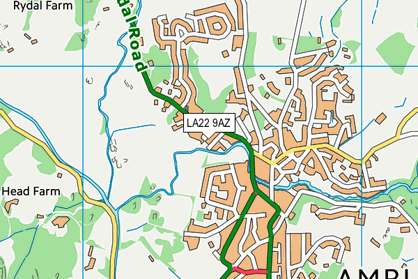 LA22 9AZ map - OS VectorMap District (Ordnance Survey)