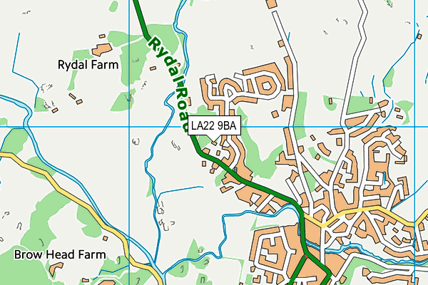 LA22 9BA map - OS VectorMap District (Ordnance Survey)