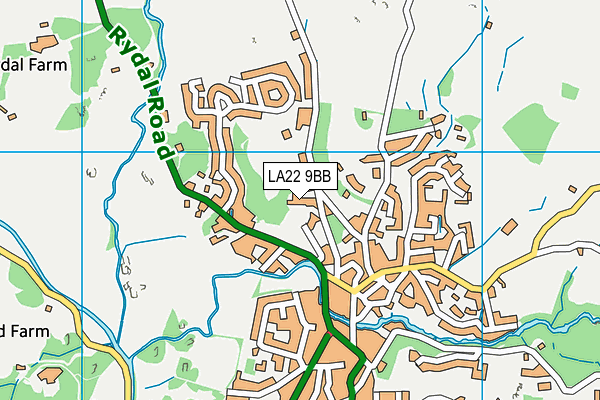 LA22 9BB map - OS VectorMap District (Ordnance Survey)