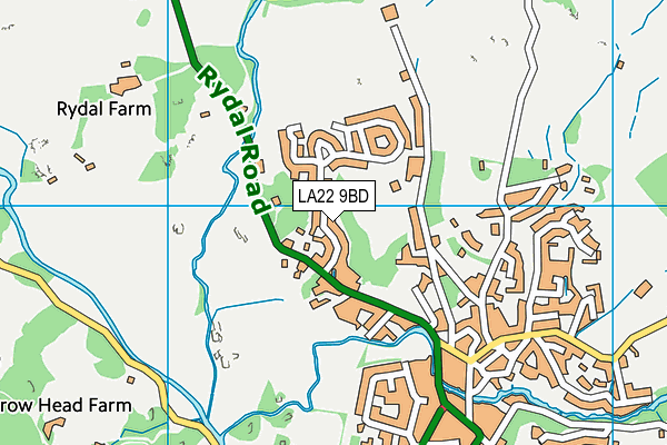 LA22 9BD map - OS VectorMap District (Ordnance Survey)