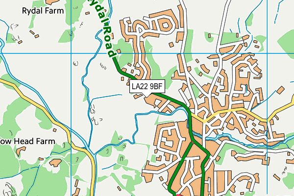 LA22 9BF map - OS VectorMap District (Ordnance Survey)