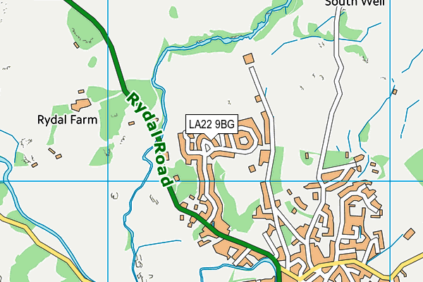 LA22 9BG map - OS VectorMap District (Ordnance Survey)