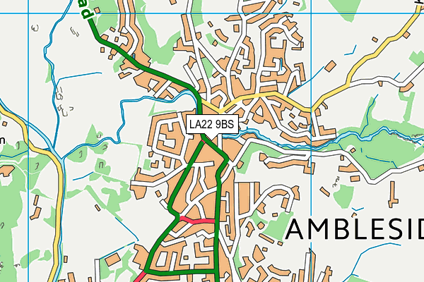 LA22 9BS map - OS VectorMap District (Ordnance Survey)