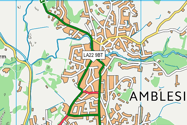 LA22 9BT map - OS VectorMap District (Ordnance Survey)