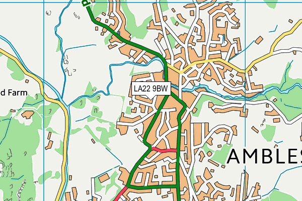 LA22 9BW map - OS VectorMap District (Ordnance Survey)