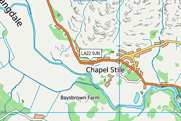 LA22 9JN map - OS VectorMap District (Ordnance Survey)