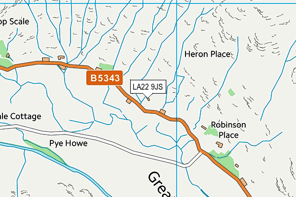 LA22 9JS map - OS VectorMap District (Ordnance Survey)