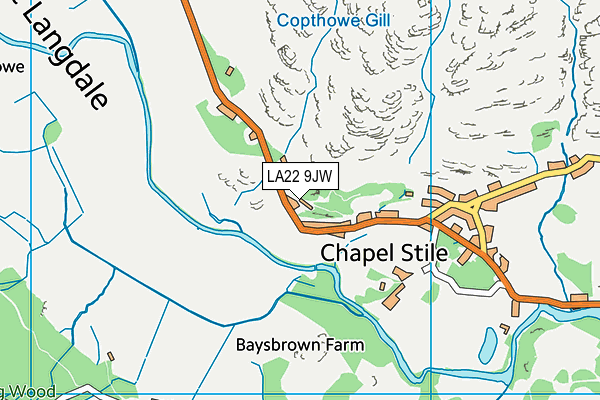 LA22 9JW map - OS VectorMap District (Ordnance Survey)