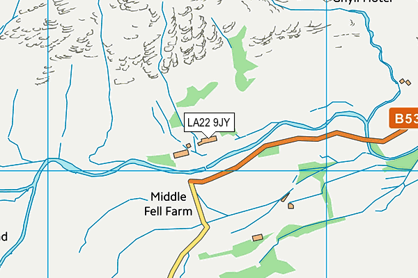 LA22 9JY map - OS VectorMap District (Ordnance Survey)