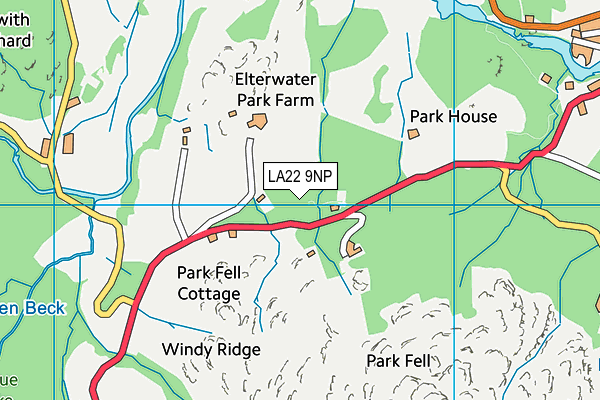 LA22 9NP map - OS VectorMap District (Ordnance Survey)