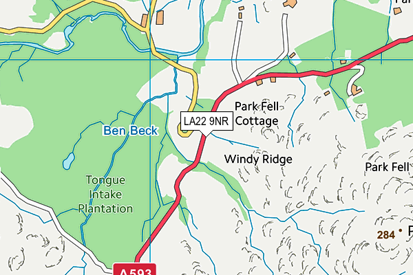 LA22 9NR map - OS VectorMap District (Ordnance Survey)