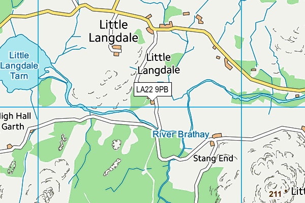 LA22 9PB map - OS VectorMap District (Ordnance Survey)