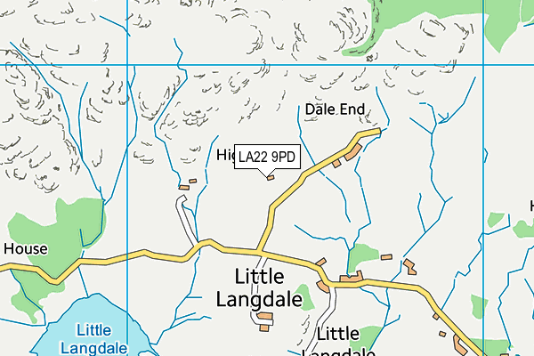LA22 9PD map - OS VectorMap District (Ordnance Survey)