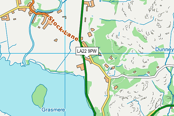 LA22 9PW map - OS VectorMap District (Ordnance Survey)