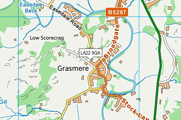 LA22 9QA map - OS VectorMap District (Ordnance Survey)