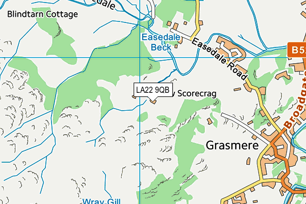 LA22 9QB map - OS VectorMap District (Ordnance Survey)