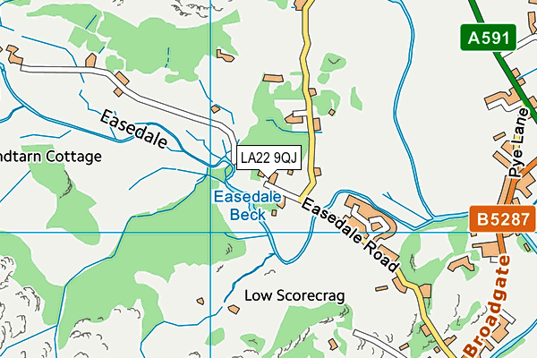 LA22 9QJ map - OS VectorMap District (Ordnance Survey)