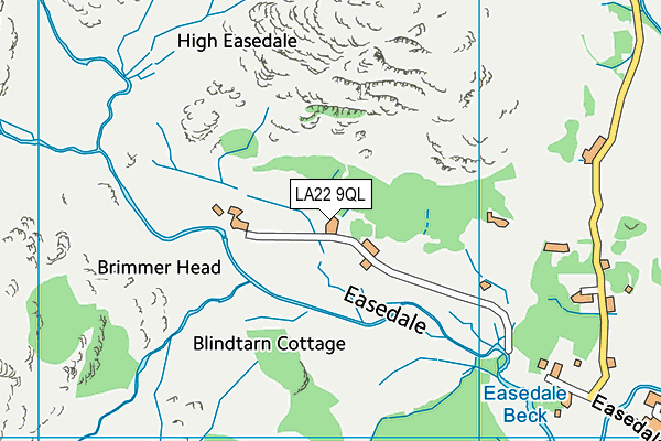 LA22 9QL map - OS VectorMap District (Ordnance Survey)