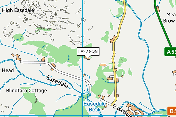 LA22 9QN map - OS VectorMap District (Ordnance Survey)