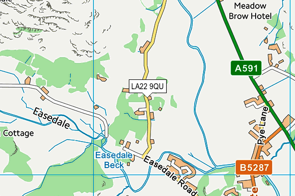 LA22 9QU map - OS VectorMap District (Ordnance Survey)