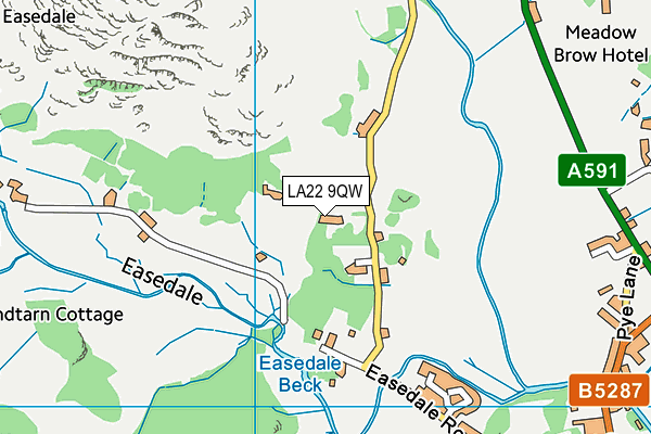 LA22 9QW map - OS VectorMap District (Ordnance Survey)