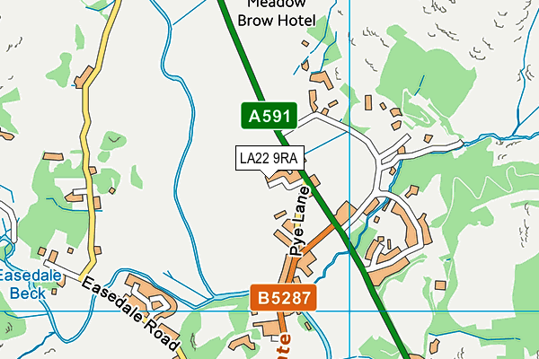 LA22 9RA map - OS VectorMap District (Ordnance Survey)