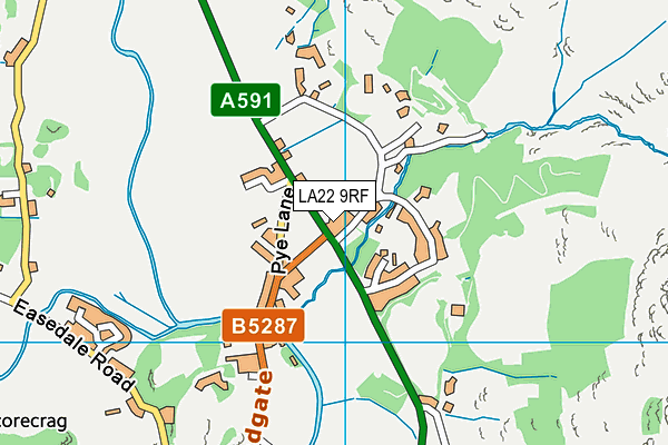 LA22 9RF map - OS VectorMap District (Ordnance Survey)