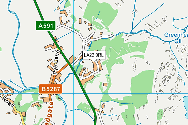 LA22 9RL map - OS VectorMap District (Ordnance Survey)