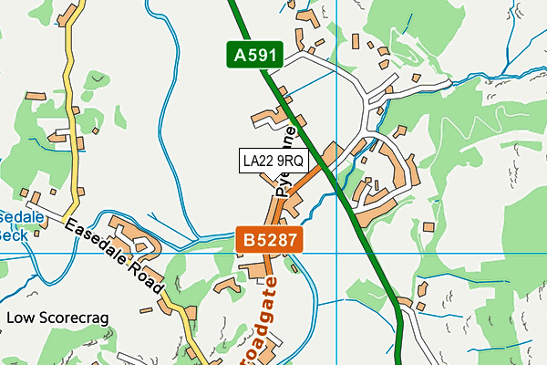 LA22 9RQ map - OS VectorMap District (Ordnance Survey)