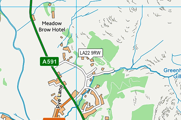 LA22 9RW map - OS VectorMap District (Ordnance Survey)