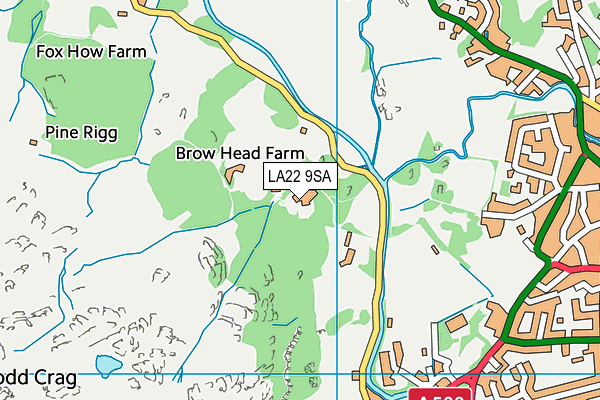 LA22 9SA map - OS VectorMap District (Ordnance Survey)