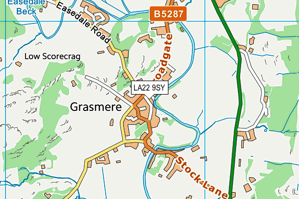 LA22 9SY map - OS VectorMap District (Ordnance Survey)
