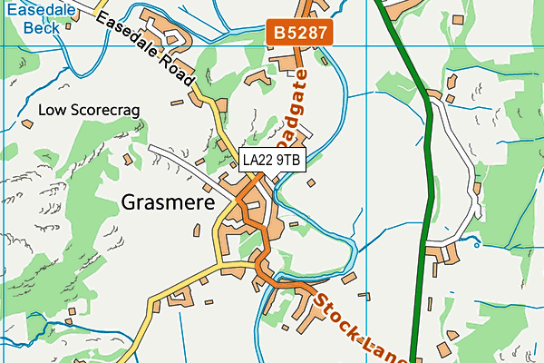 LA22 9TB map - OS VectorMap District (Ordnance Survey)